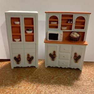 Girls kitchen doll house furniture- solid ceramic. One set